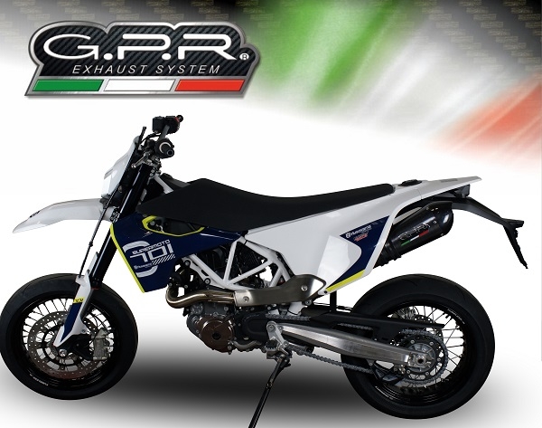 GPR exhaust compatible with  Husqvarna Supermoto 701 2015-2016, Gpe Ann. Poppy, Slip-on exhaust including removable db killer and link pipe 