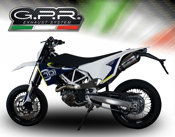 GPR exhaust compatible with  Husqvarna Enduro 701 2017-2020, Gpe Ann. Titanium, Slip-on exhaust including link pipe and removable db killer 