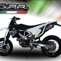 GPR exhaust compatible with  Husqvarna Supermoto 701  2021-2023, Gpe Ann. Titanium, Slip-on exhaust including link pipe and removable db killer 