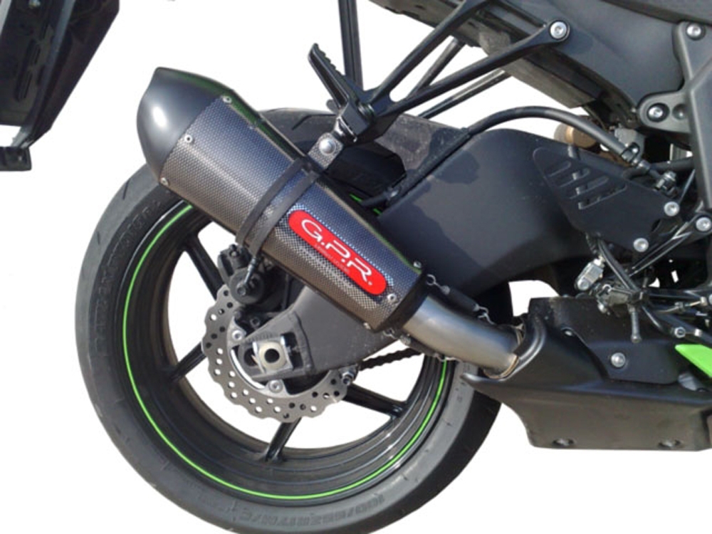 GPR exhaust compatible with  Kawasaki ZX-636R/RR 2009-2023, Gpe Ann. Poppy, Slip-on exhaust including removable db killer and link pipe 