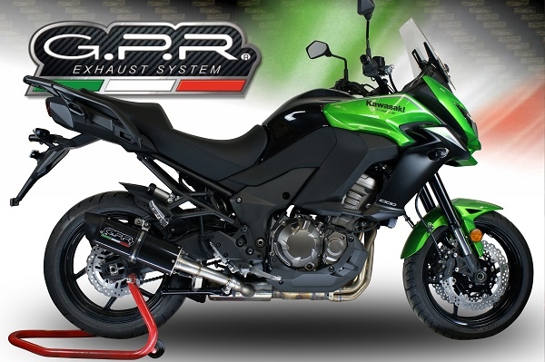 GPR exhaust compatible with  Kawasaki Versys 1000 2015-2016, Furore Nero, Slip-on exhaust including removable db killer and link pipe 