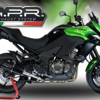 GPR exhaust compatible with  Kawasaki Versys 1000 2015-2016, Furore Nero, Slip-on exhaust including removable db killer and link pipe 