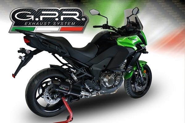 GPR exhaust compatible with  Kawasaki Versys 1000 2015-2016, Furore Nero, Slip-on exhaust including removable db killer and link pipe 