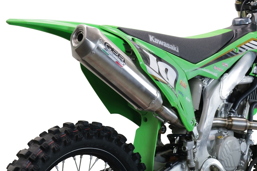 GPR exhaust compatible with  Kawasaki KX250F 2017-2020, Pentacross Inox, Full system exhaust, including removable db killer/spark arrestor 