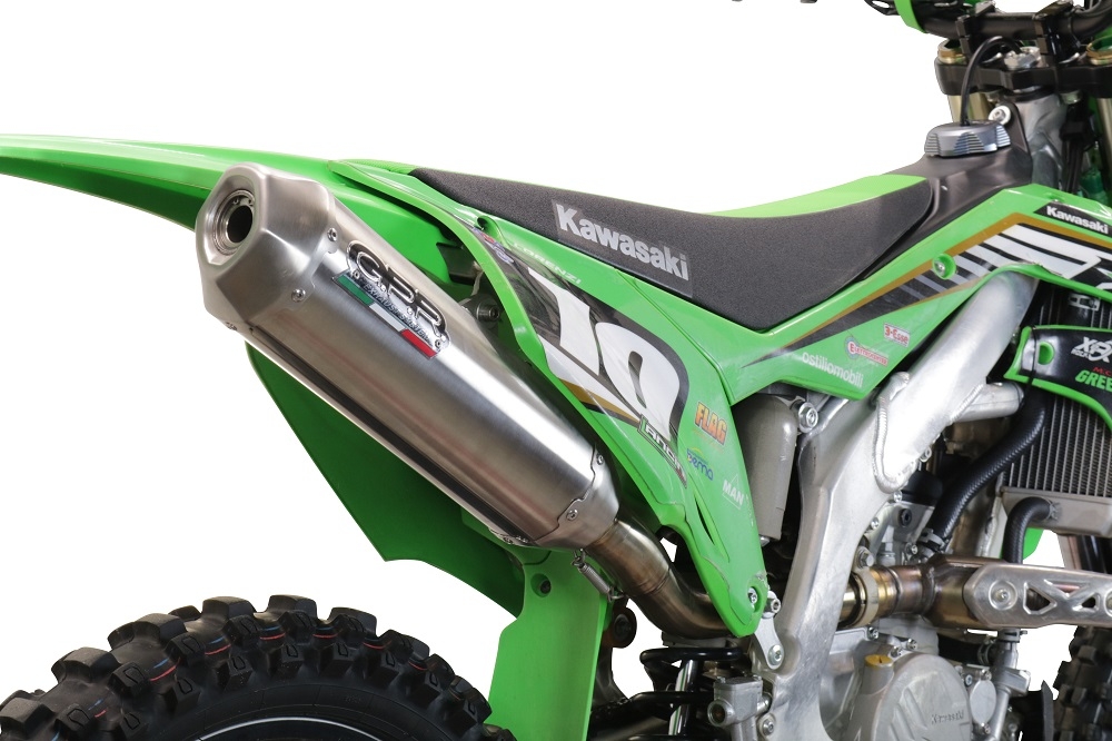 GPR exhaust compatible with  Kawasaki KX250X 2021-2022, Pentacross Inox, Slip-on exhaust, including link pipe and removable db killer spark/arrestor 