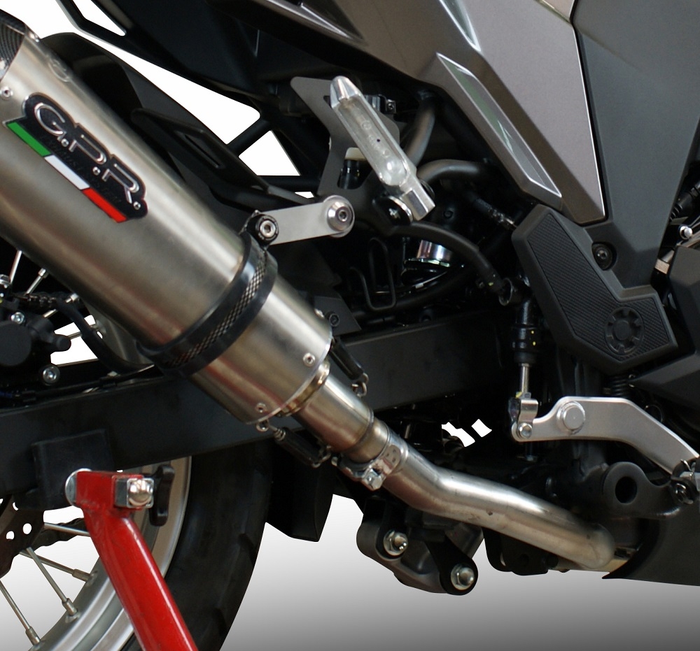 GPR exhaust compatible with  Kawasaki Versys X 300 2022-2023, Gpe Ann. Titanium, Slip-on exhaust including link pipe and removable db killer 