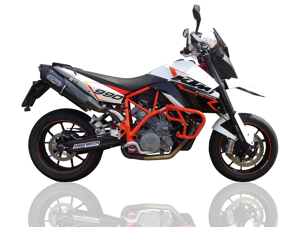 GPR exhaust compatible with  Ktm SMT Smr 990 2008-2012, Furore Poppy, Dual bolt-on silencers including removable db killers 