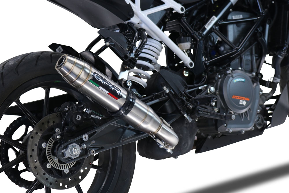 GPR exhaust compatible with  Ktm 390 DUKE 2021-2023, Deeptone Inox, Slip-on exhaust including removable db killer and link pipe 