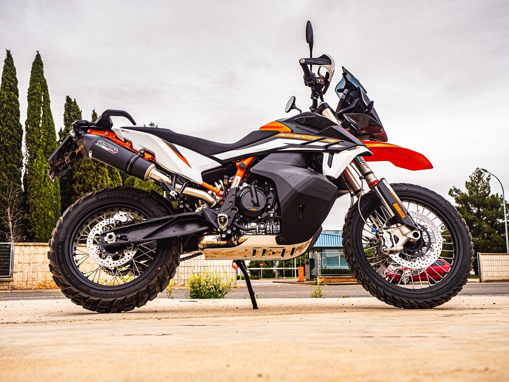 GPR exhaust compatible with  Ktm 890 Adventure R/Rally 2021-2023, GP Evo4 Black Titanium, Slip-on exhaust including removable db killer and link pipe 