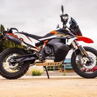 GPR exhaust compatible with  Ktm 890 Adventure R/Rally 2021-2023, GP Evo4 Black Titanium, Slip-on exhaust including removable db killer and link pipe 