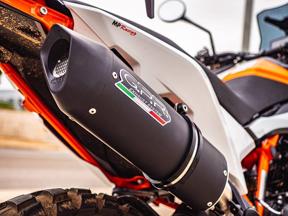 GPR exhaust compatible with  Ktm 890 Adventure R/Rally 2021-2023, Furore Evo4 Nero, Slip-on exhaust including removable db killer and link pipe 