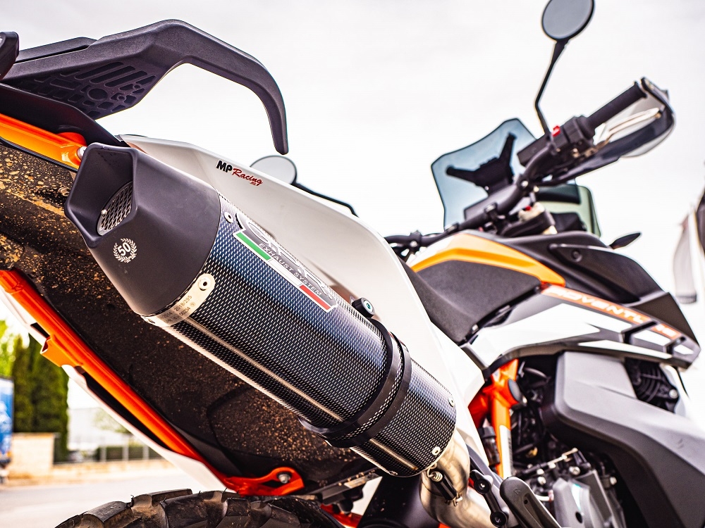 GPR exhaust compatible with  Ktm 890 Adventure R/Rally 2021-2023, GP Evo4 Poppy, Slip-on exhaust including removable db killer and link pipe 