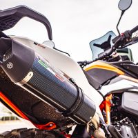 GPR exhaust compatible with  Husqvarna Norden 901 2022-2023, GP Evo4 Poppy, Slip-on exhaust including removable db killer and link pipe 