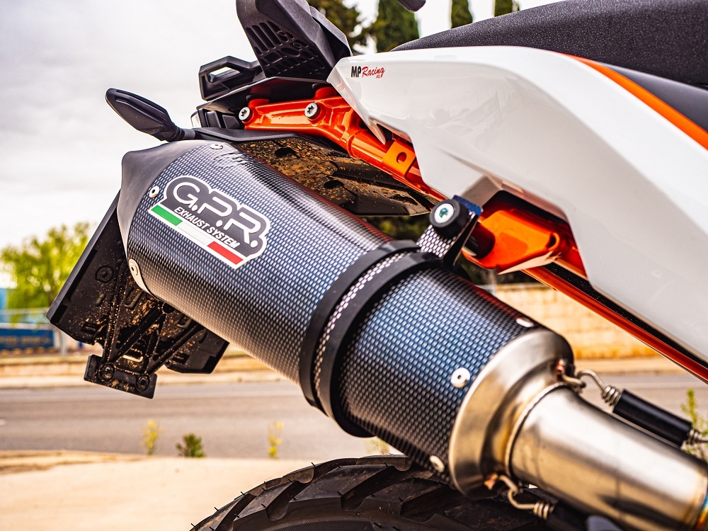 GPR exhaust compatible with  Ktm 890 Adventure R/Rally 2021-2023, GP Evo4 Poppy, Slip-on exhaust including removable db killer and link pipe 