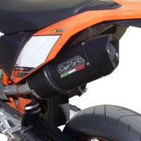 GPR exhaust compatible with  Ktm Smc 690R 2007-2016, Furore Nero, Slip-on exhaust including removable db killer and link pipe 