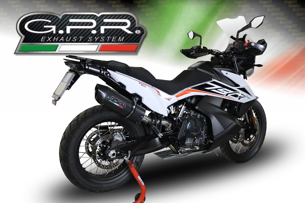 GPR exhaust compatible with  Ktm 790 Adventure 2021-2023, Furore Evo4 Nero, Slip-on exhaust including removable db killer and link pipe 