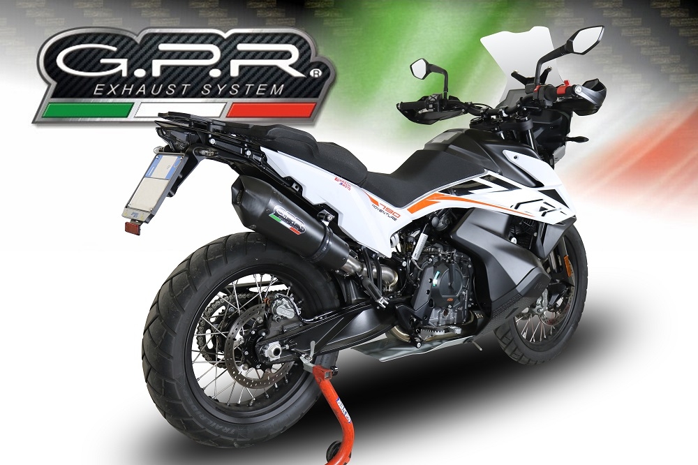 GPR exhaust compatible with  Ktm 790 Adventure 2018-2020, GP Evo4 Black Titanium, Slip-on exhaust including removable db killer and link pipe 