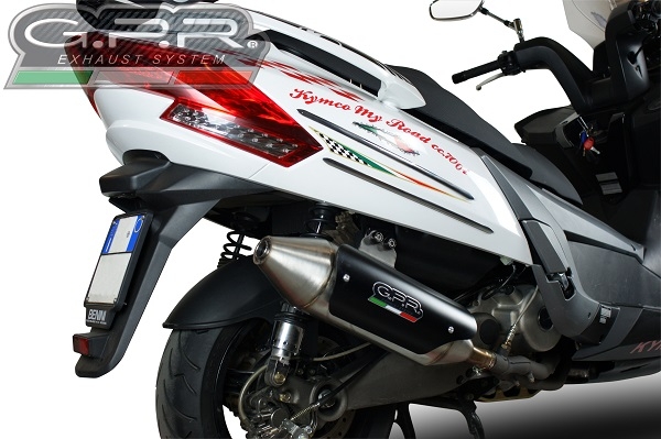 Exhaust system compatible with Kymco Myroad 700 2012-2016, Power Bomb, Homologated legal slip-on exhaust including removable db killer, link pipe and catalyst 