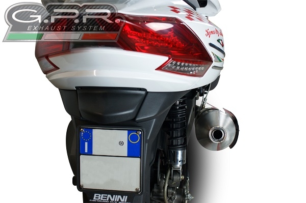 GPR exhaust compatible with  Kymco Myroad 700 2012-2016, Power Bomb, Slip-on exhaust including removable db killer and link pipe 