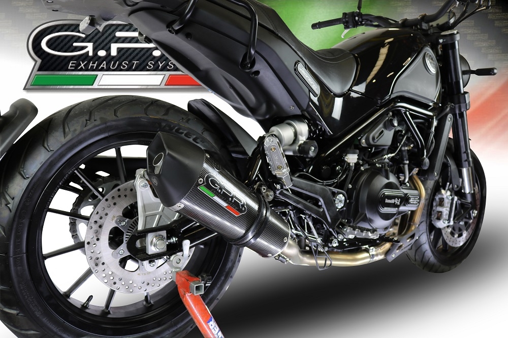 GPR exhaust compatible with  Benelli Leoncino 500 Trail 2017-2020, Gpe Ann. Poppy, Slip-on exhaust including removable db killer and link pipe 