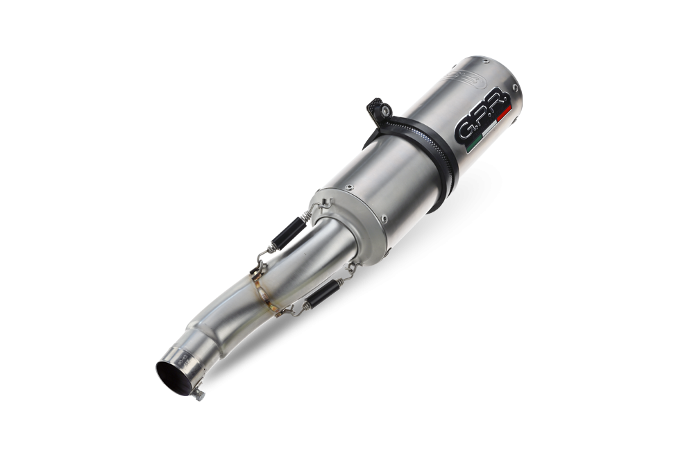 GPR exhaust compatible with  Moto Guzzi V85TT 2019-2020, M3 Titanium Natural, Slip-on exhaust including removable db killer and link pipe 