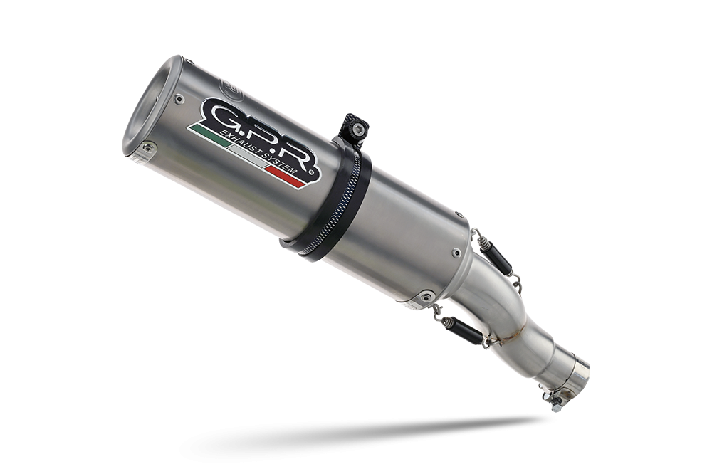GPR exhaust compatible with  Kawasaki Ninja 400 2018-2022, M3 Titanium Natural, Slip-on exhaust including removable db killer and link pipe 