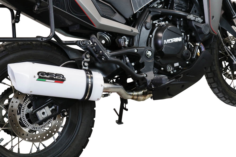 GPR exhaust compatible with  Moto Morini X-CAPE 650 2021-2023, Albus Ceramic, Mid-Full system exhaust including removable db killer 