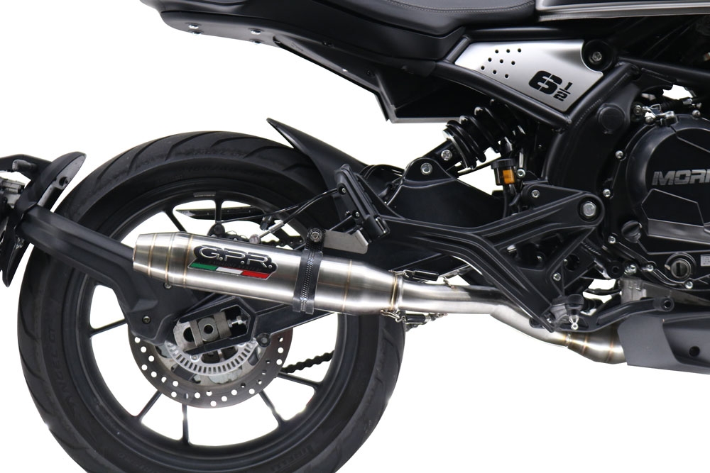 GPR exhaust compatible with  Moto Morini Seiemmezzo Str 2022-2024, Deeptone Inox, Slip-on exhaust including link pipe and removable db killer 