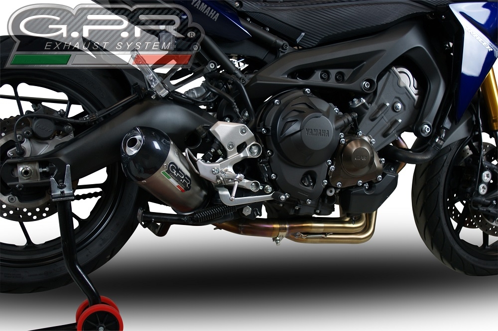 GPR exhaust compatible with  Yamaha Tracer 9 GT 2021-2023, Gpe Ann. titanium, Full system exhaust, including removable db killer 