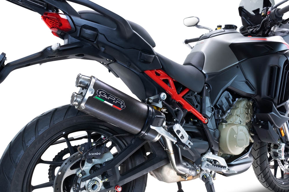 GPR exhaust compatible with  Ducati Multistrada V4 Rally 2023-2024, Dual Poppy, Slip-on exhaust including removable db killer and link pipe 