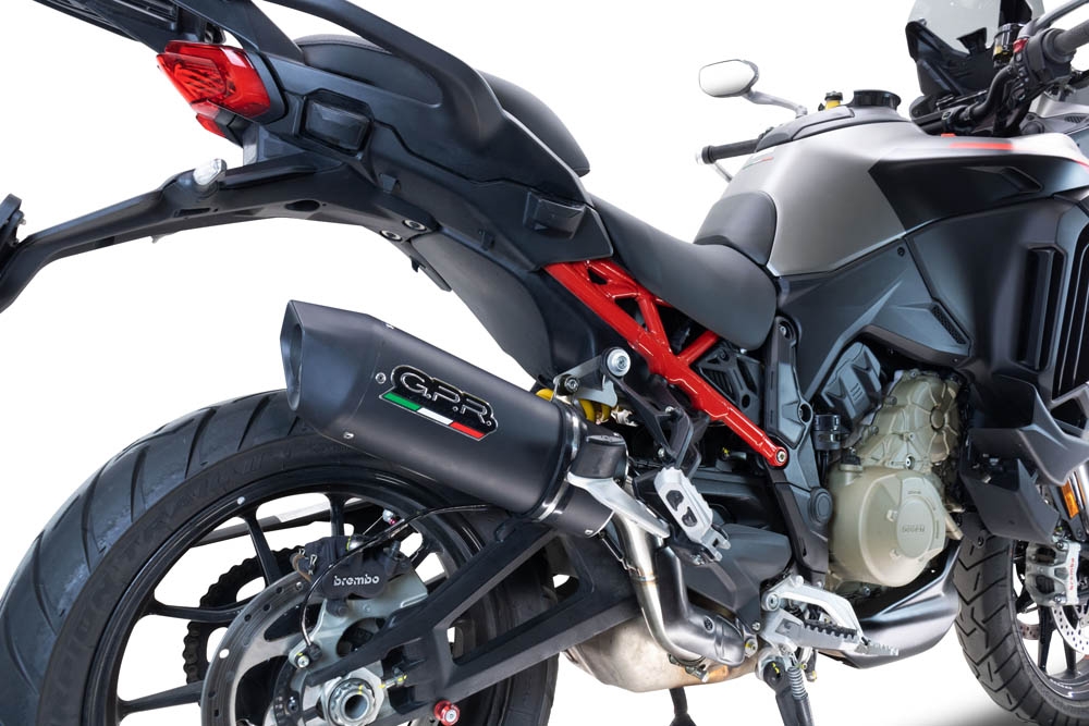 GPR exhaust compatible with  Ducati Multistrada V4 Grand Tour 2024-2025, Furore Evo4 Nero, Slip-on exhaust including removable db killer and link pipe 