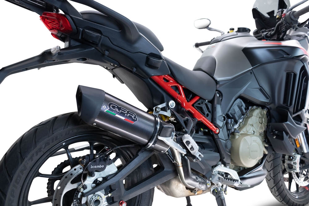 GPR exhaust compatible with  Ducati Multistrada V4 S 2022-2024, Furore Evo4 Poppy, Slip-on exhaust including removable db killer and link pipe 