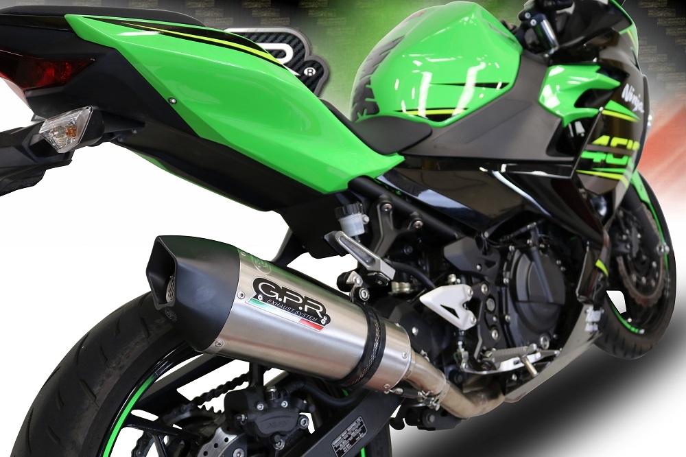 GPR exhaust compatible with  Kawasaki Z400 2023-2024, GP Evo4 Titanium, Slip-on exhaust including removable db killer and link pipe 
