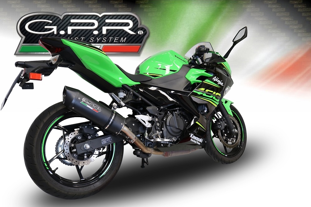 GPR exhaust compatible with  Kawasaki Z400 2023-2024, Furore Evo4 Nero, Slip-on exhaust including removable db killer and link pipe 