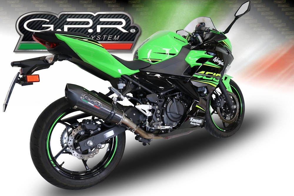 GPR exhaust compatible with  Kawasaki Z400 2023-2024, GP Evo4 Poppy, Slip-on exhaust including removable db killer and link pipe 