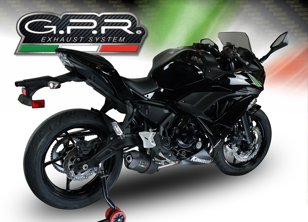 GPR exhaust compatible with  Kawasaki Ninja 650 2017-2020, Furore Nero, Full system exhaust, including removable db killer 