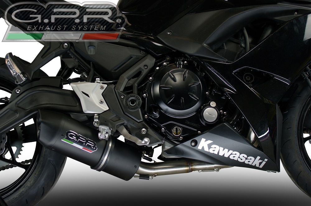 GPR exhaust compatible with  Kawasaki Ninja 650 2017-2020, Furore Nero, Full system exhaust, including removable db killer 