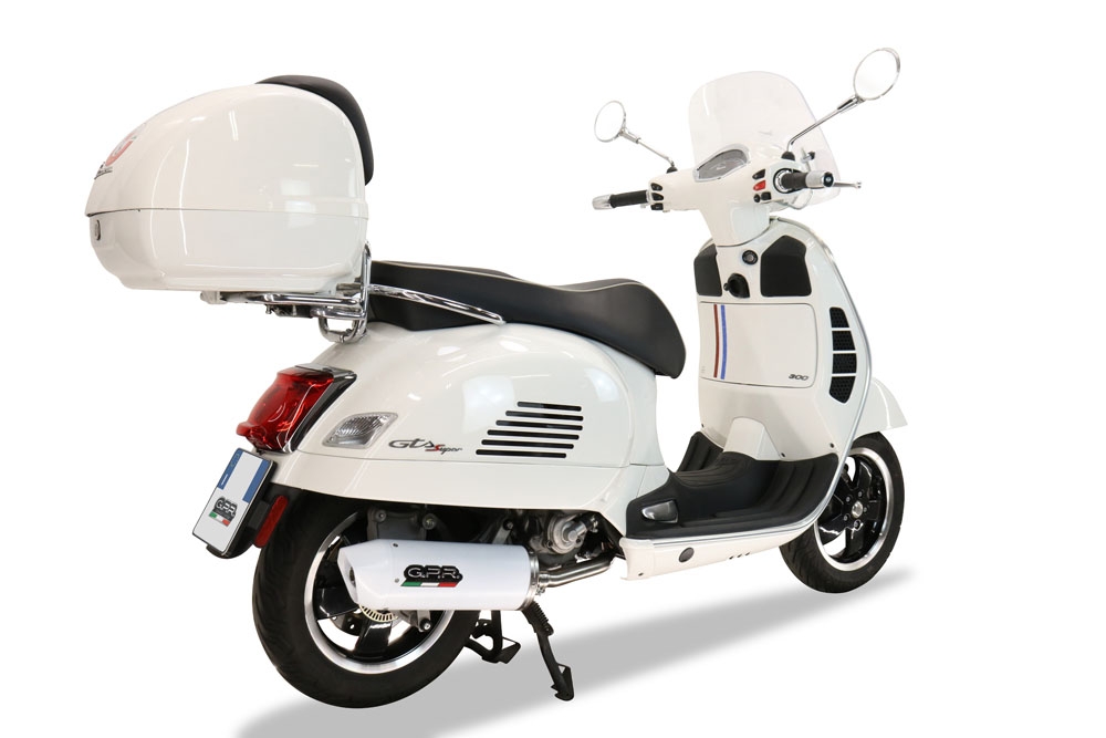 GPR exhaust compatible with  Piaggio Vespa 300 Gts - Gtv - Touring - Super  2008-2016, Albus Ceramic, Full system exhaust, including removable db killer 