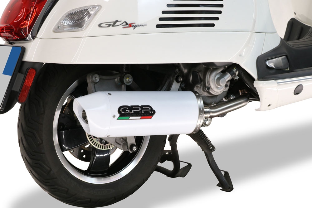 GPR exhaust compatible with  Piaggio Vespa 300 Gts - Gtv - Touring - Super  2008-2016, Albus Ceramic, Full system exhaust, including removable db killer 