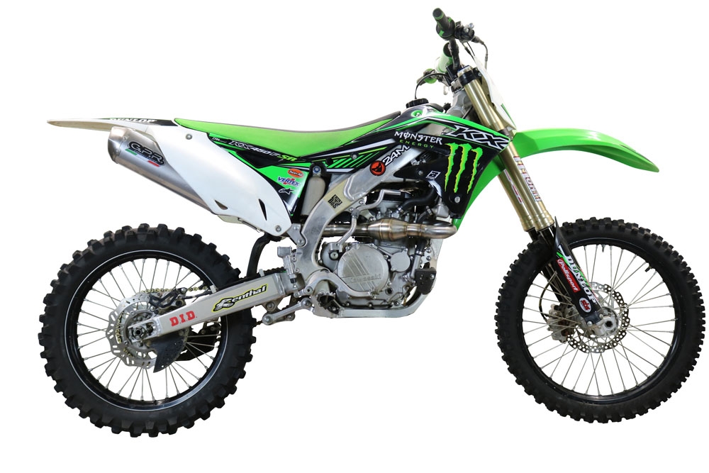 GPR exhaust compatible with  Kawasaki KX450F 2012-2015, Pentacross Inox, Full system exhaust, including removable db killer/spark arrestor 