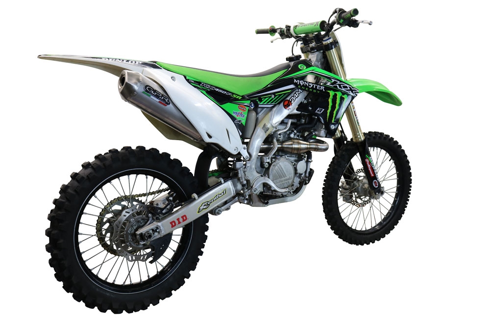 GPR exhaust compatible with  Kawasaki KX450F 2012-2015, Pentacross Inox, Full system exhaust, including removable db killer/spark arrestor 