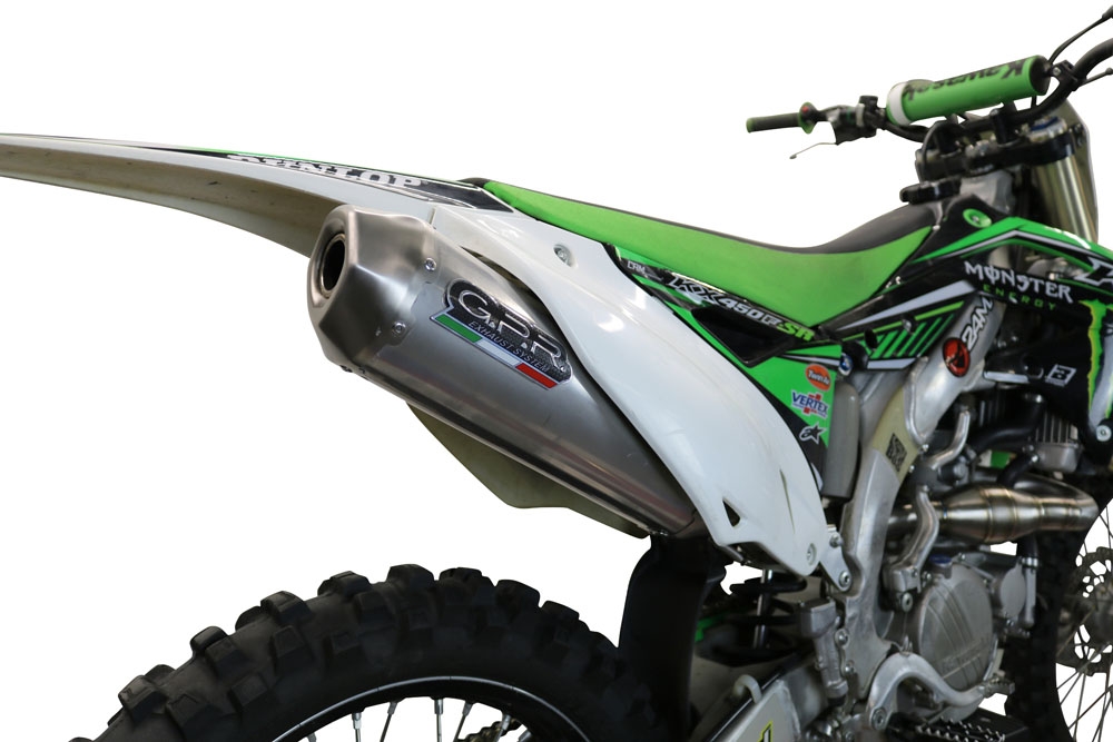 GPR exhaust compatible with  Kawasaki KX450F 2012-2015, Pentacross Titanium, Full system exhaust, including removable db killer/spark arrestor 