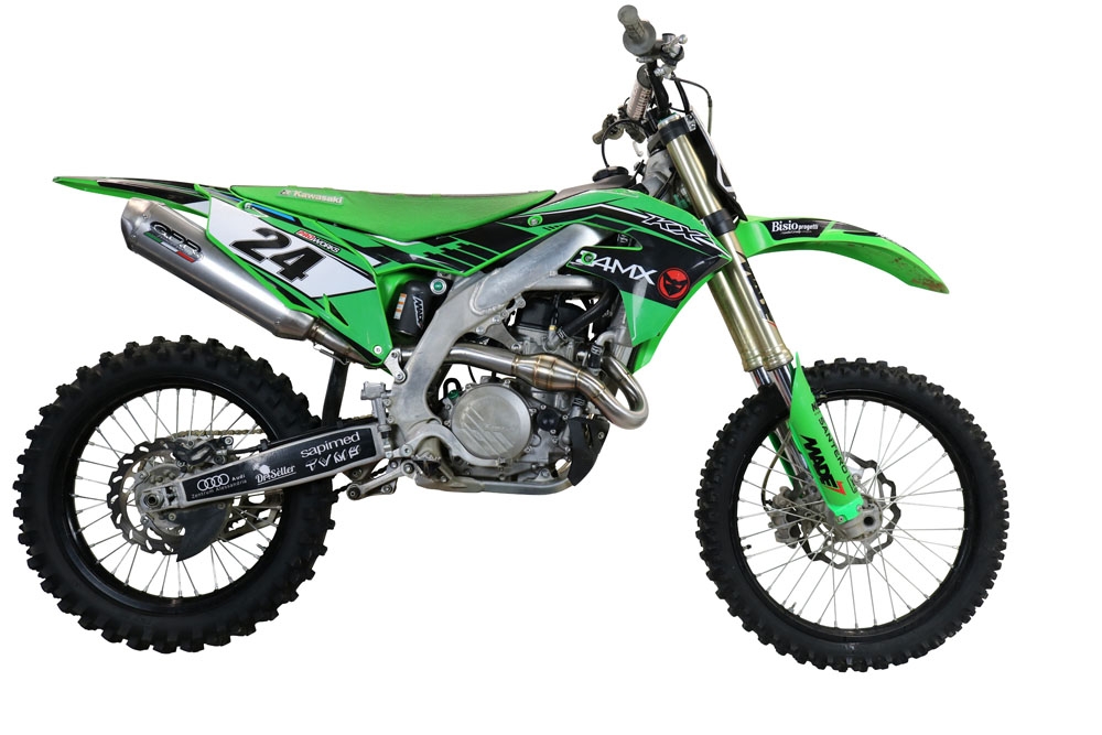 GPR exhaust compatible with  Kawasaki KX450F 2019-2020, Pentacross Inox, Full system exhaust, including removable db killer/spark arrestor 