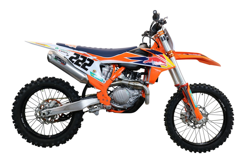 GPR exhaust compatible with  Ktm 450 SX-F Factory Edition 2108-2021, Pentacross Inox, Full system exhaust, including removable db killer/spark arrestor 