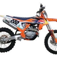 GPR exhaust compatible with  Ktm 450 SX-F Factory Edition 2108-2021, Pentacross Inox, Full system exhaust, including removable db killer/spark arrestor 