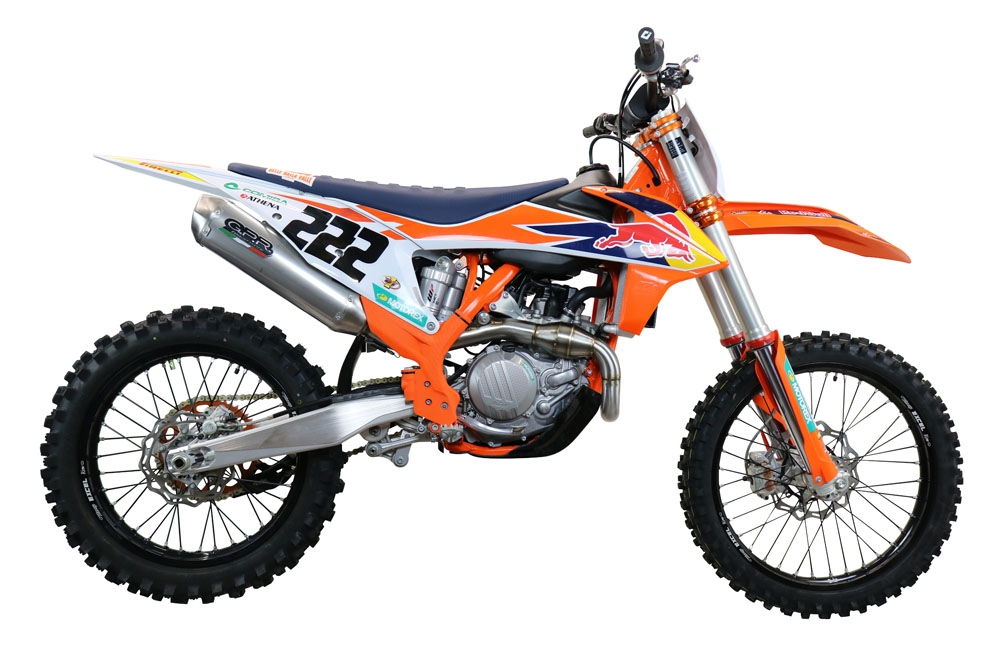 GPR exhaust compatible with  Ktm 450 SX-F Factory Edition 2018-2021, Pentacross FULL Titanium, Full system exhaust, including removable db killer/spark arrestor 