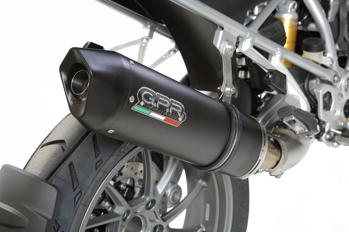 GPR exhaust compatible with  Bmw R1200GS - Adventure 2014-2016, Furore Nero, Slip-on exhaust including removable db killer and link pipe 
