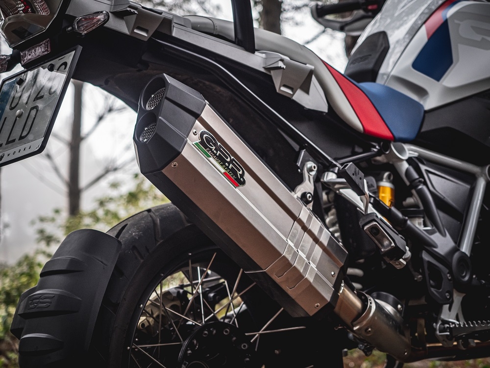 GPR exhaust compatible with  Bmw R1250GS - Adventure 2019-2020, Sonic Titanium, Slip-on exhaust including removable db killer and link pipe 