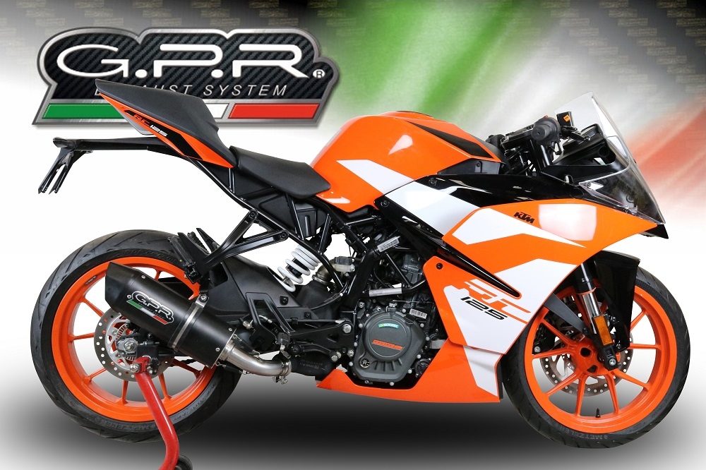 GPR exhaust compatible with  Ktm RC 390 2017-2020, Furore Evo4 Nero, Slip-on exhaust including removable db killer and link pipe 