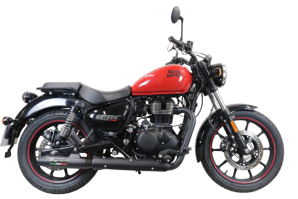 GPR exhaust compatible with  Royal Enfield Meteor 350 2021-2023, Deeptone Nero, Slip-on exhaust including link pipe and removable db killer 